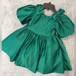 Janie and Jack Green Kids satin silk Dress 4